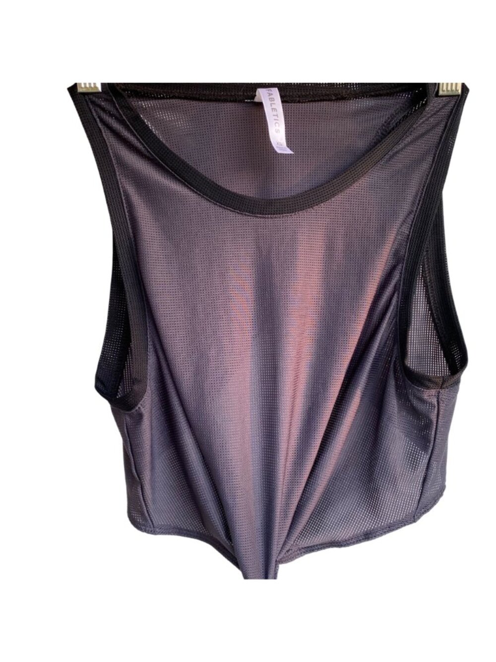 Fabletics Mesh Cropped Wrap Sexy Tank Top w/ Tie Waist XS Gray Athletic Beach - Picture 2 of 10